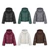 Women’s Short Detachable Hood Windproof Thicken Warm Winter Jacket With Raglan Sleeves