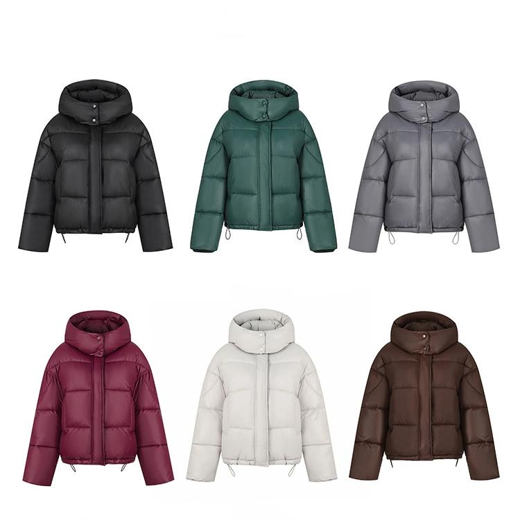 Women’s Short Detachable Hood Windproof Thicken Warm Winter Jacket With Raglan Sleeves