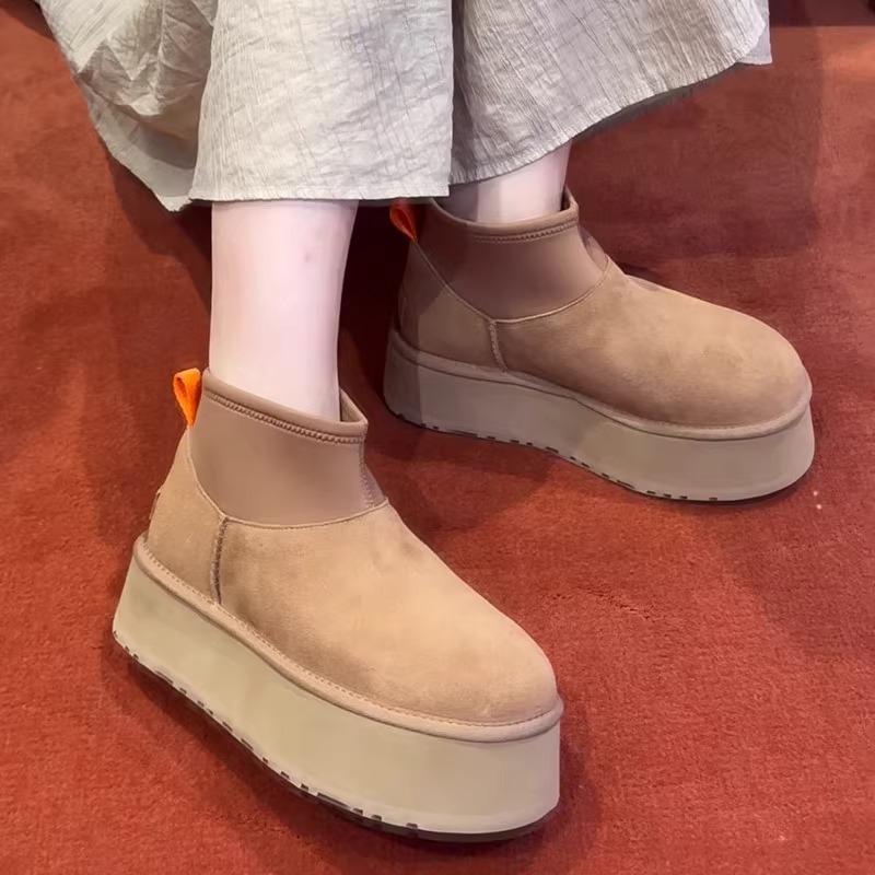 Stern mit winterlichen dicken Sohlen höhenverstellbare tiefe Stiefel Mini Mini Kurzschaft Fell integriert Schneestiefel Damen