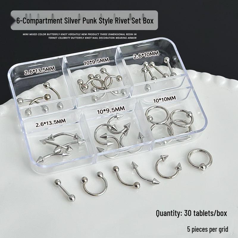 Punk-Style Metal Nail Ornaments: European & American Hot Girl Rivet Rings for DIY Wearable Nail Art