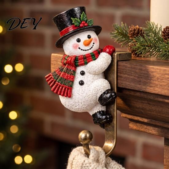 Holiday Ornament Hangers Christmas Stocking Holders for Mantle, Santa Claus/Reindeer/Nutcracker/Red Bird Metal Fireplace Tree Clips Hangers, Farmhouse