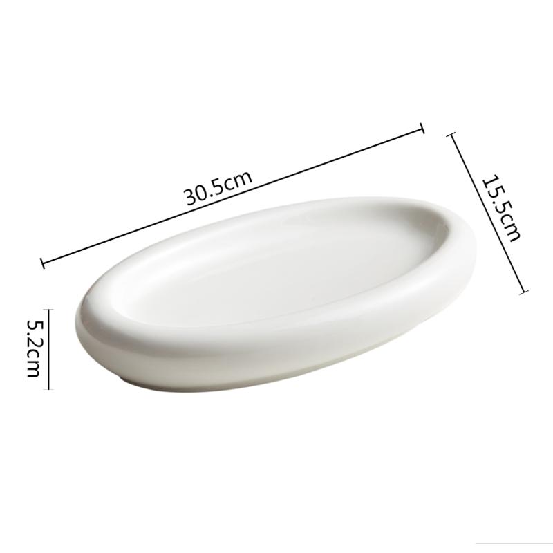 Oval Ceramic Cooking Dish Sashimi Sushi Plate Serving Platter Home Kitchen Solid Color Tableware Snack Desserts Dish Steak Plate