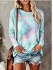 Women Long Sleeve Crewneck Sweatshirt Warm Tone Gold Foil Marble Fluid Swirl Print Crew Neck Loose Casual Daily Blouse Tops