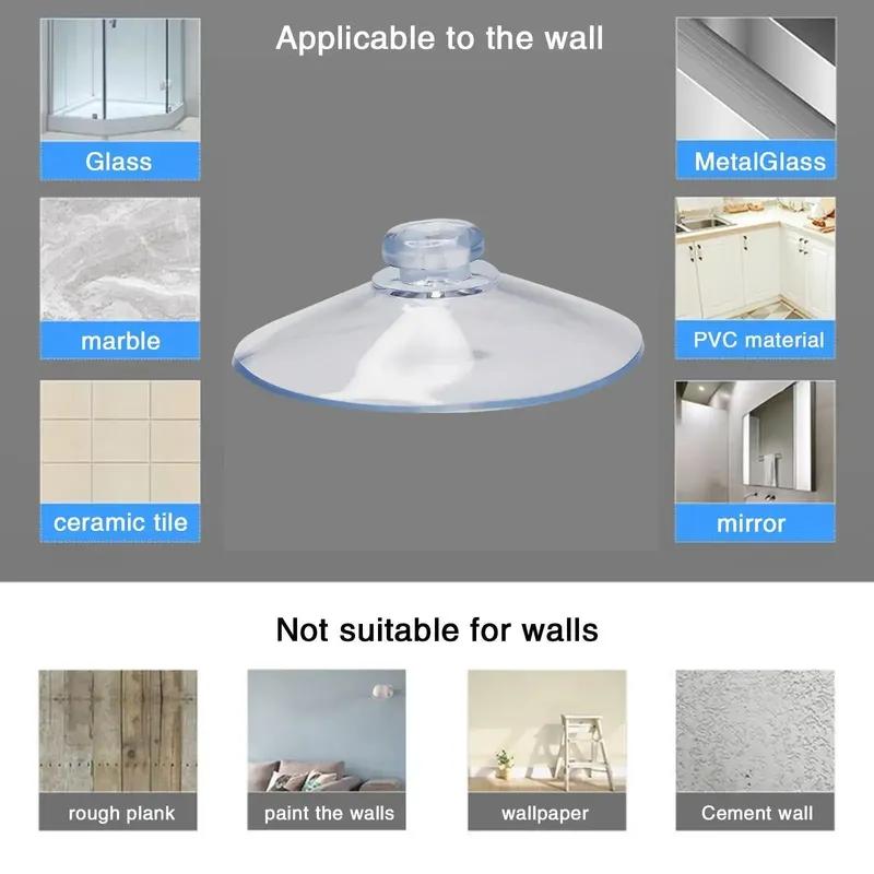 10Pcs 20/30/40mm Transparent Mushroom Head Sucker PVC Fish Tank Glass Sucker Perforated Clear Suction Cups Window Decor