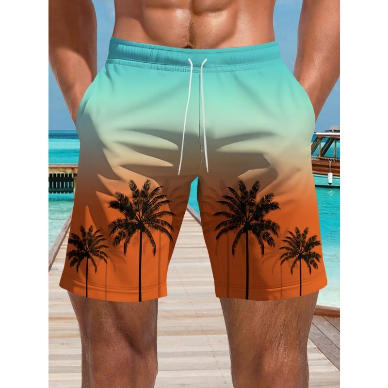 Men's Ocean Coconut Tree Print Beach Shorts Summer New Vacation Surfboard Shorts Casual Classic Men's Quick-Dry Shorts