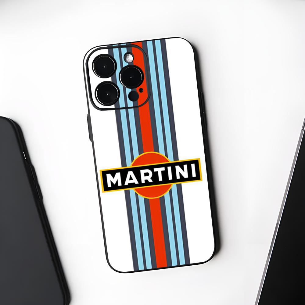 Renn M-Martini Logo Handyhülle Schwarz Weich Für Iphone 16 15 14 13 11 12 Pro Max Xr X Xs 8 7 Plus
