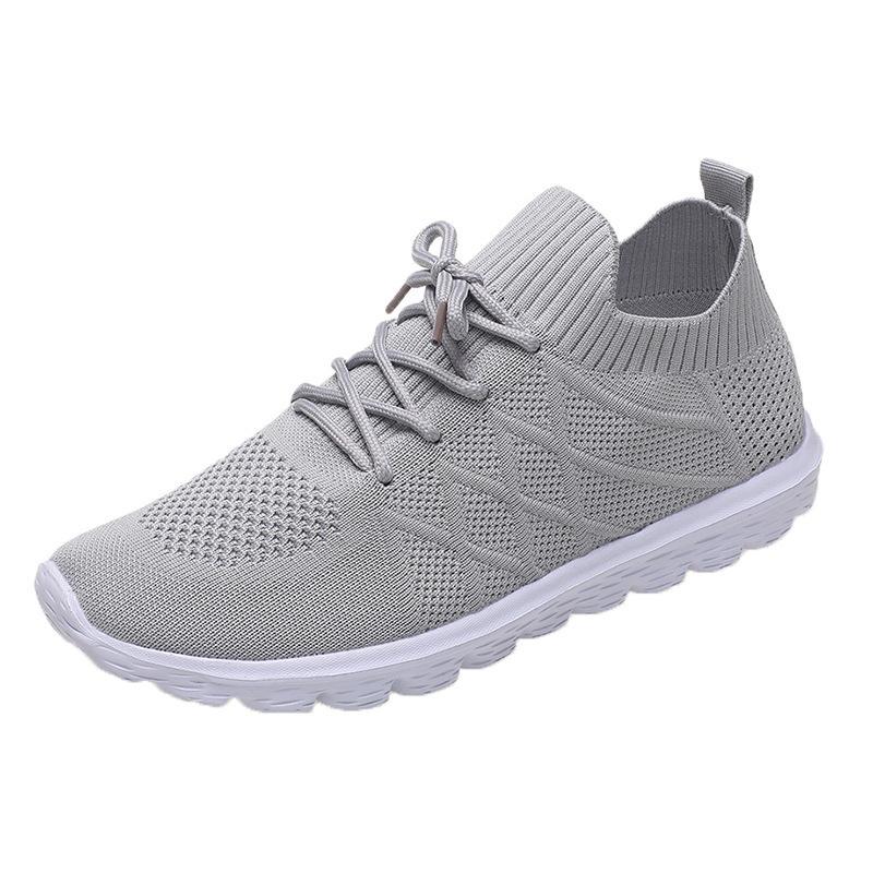 

Europe, America 2026 new foreign trade single shoes women s large size fly-woven shoes front lace-up solid color casual low-top running shoes 35 серый