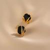 Vintage Earrings Square Diamond Wheat Studs Unique French Luxury Black Earrings for Women