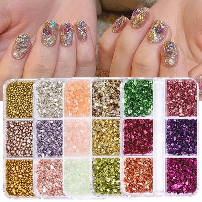 Ins Nail Art 6 Gitter Box Mineralgestein Gemischt Schmuck Texturierte Kieselsteine Tragen Nagel DIY Material Ornament