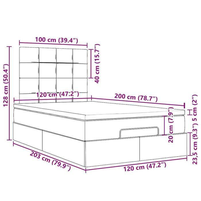 VidaXL Ottoman Bed Frame with Mattress Black 120x200cm Fabric, Bed Frame, Upholstered Bed Frame, Ottoman Bed Frame 3313998