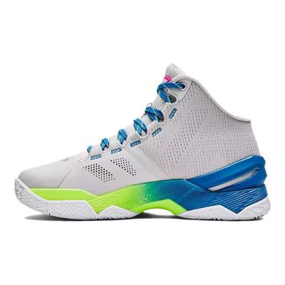 Curry 2 Retro GS Splash Party Kids Sneakers Grey Halo-Gray Electric-Blue 3026305-100