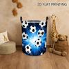 1pc Collapsible Laundry Basket with Soccer Ball Bursting Pattern And Handle Spacious Round Hamper Suitable for Room, Dorm Storage with Soccer-Themed F