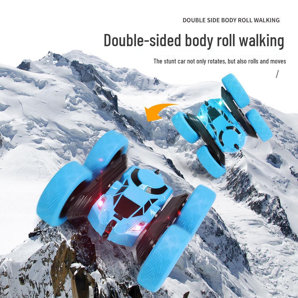 Dual-Sided Stunt Car: High-Speed 360° Rotating Remote Control Toy with Lights for Kids