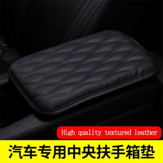 1X Black Car Leather Armrest Pad Cover Center Console Box Cushion Wear-Resistant