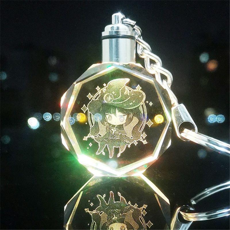 Elegant Genshin Impact Crystal Keychain With Stunning Led Colorful Light For All Occasions