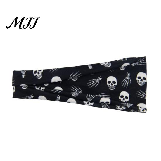 Halloween Sports Accessory Headbands for Women, Cute Pumpkin Ghost Bat Cat Skeleton Wide Hair Bands, Skull Headband Breathable Stretchy Non-Slip