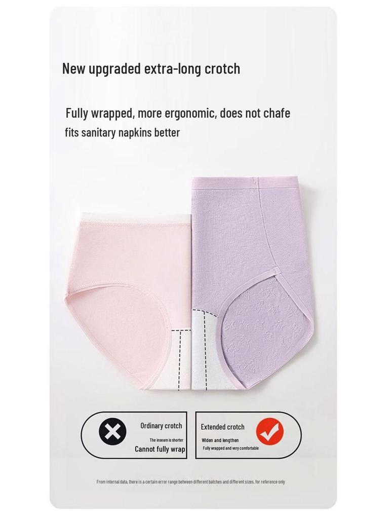 Nanjiren Women's High-Waist Jacquard Cotton Antibacterial Tummy Control Briefs (3-Pack)