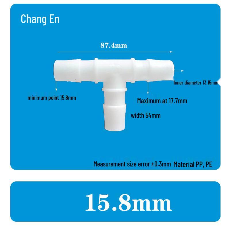 Large T-Shaped Plastic Barb Hose Connector, Equal Diameter