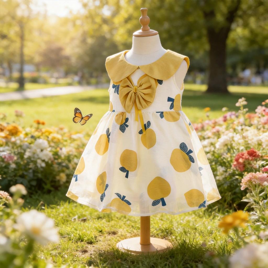 Princess Girl Summer Dress With Cotton Blend Fabric For Toddler Girls