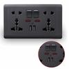 Black Universal International Wall Socket Standard Electrical Global Power Socket Switch 5-pin 13A Wall Outlet Home