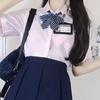 Women's Preppy Style JK Uniform Shirt – Light Blue, Short Sleeve, Perfect for Summer and Autumn.