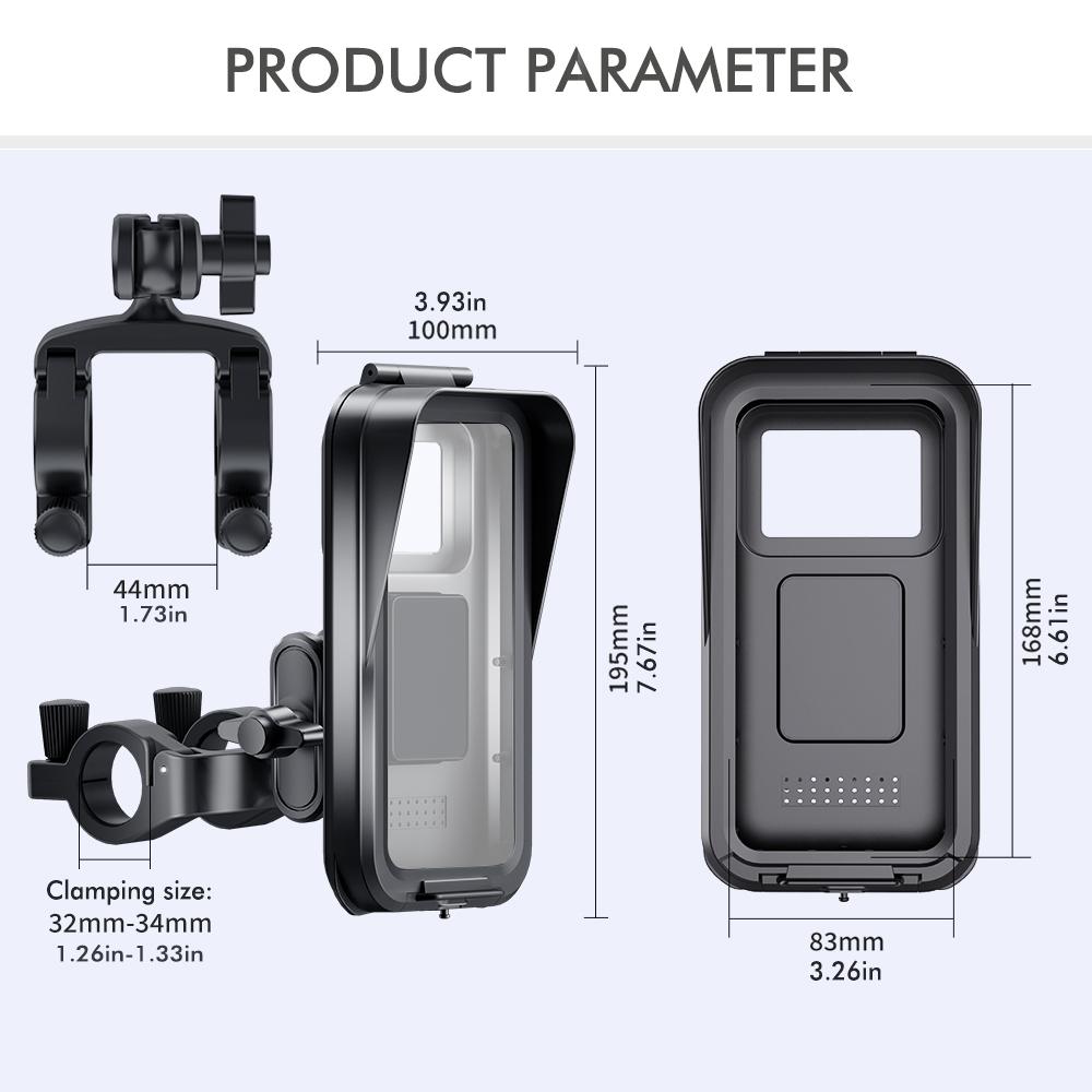 Bicycle Cell Phone Waterproof and Anti-fog Cell Phone Navigation Holder 360 Degree Rotation (Double Tube, Only for Bicycle)