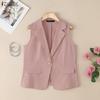 ZANZEA Womens Casual Notched Lapel Summer Sleeveless Cardigan Vest