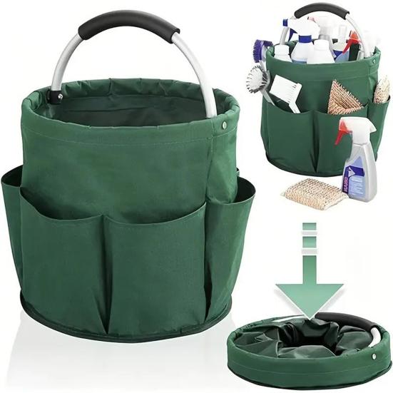 Portable Beach Organizer Foldable Cleaning Bucket Lightweight Oxford Picnic Basket for Travel Camping Bath Multi-Purpose Storage Bag for Tools