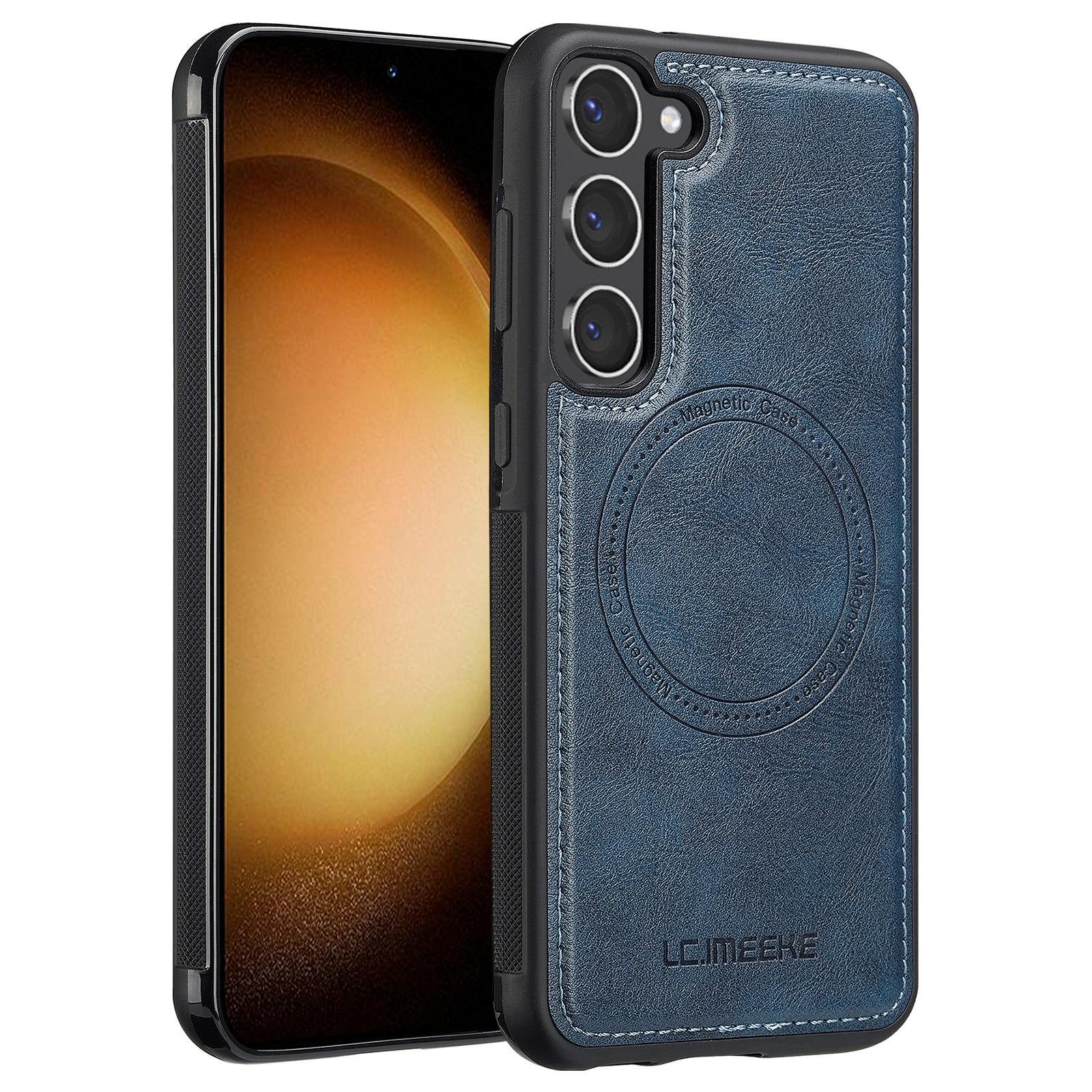 

LC.IMEEKE For Samsung Galaxy S23+ Magnetic Case Compatible with MagSafe Leather TPU Back Cover Blue