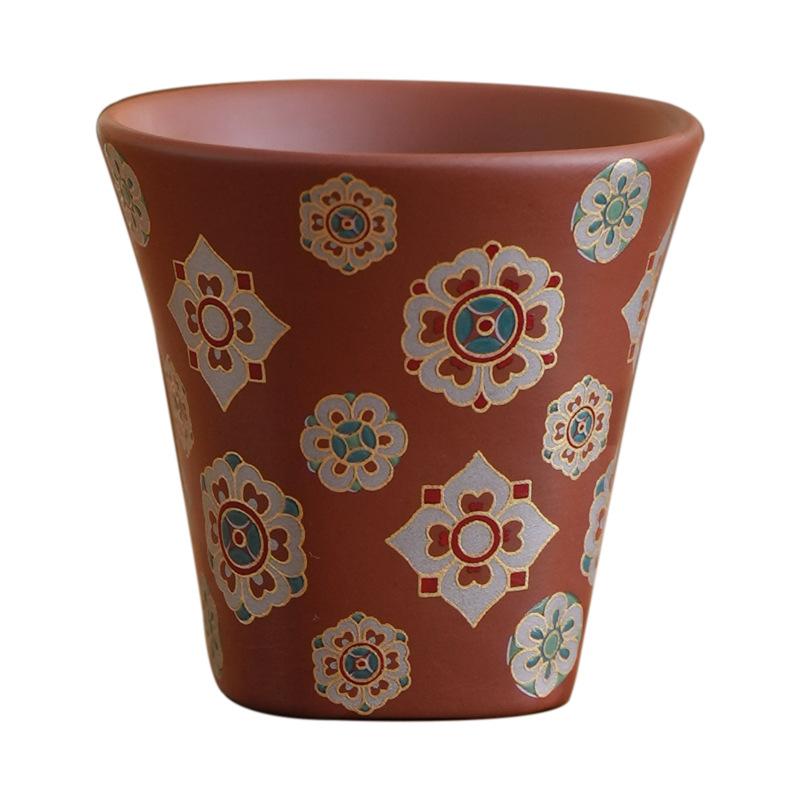 Personal Purple Clay Master Cup Zhuni Clay Gongfu Tea Set Floral Pattern for Home Tea Ceremony Living Room Decor