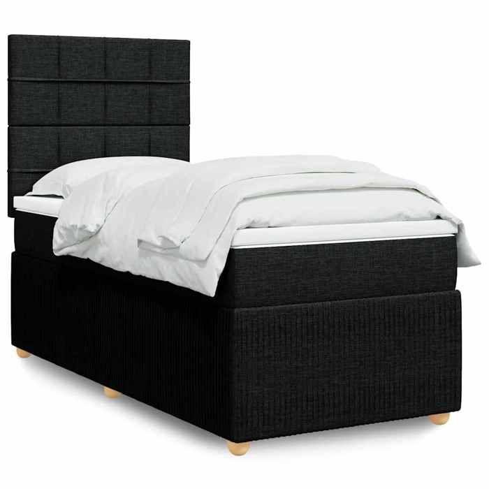 Maison Exclusive - Sommier à lattes de lit avec matelas Noir 90x190 cm Tissu