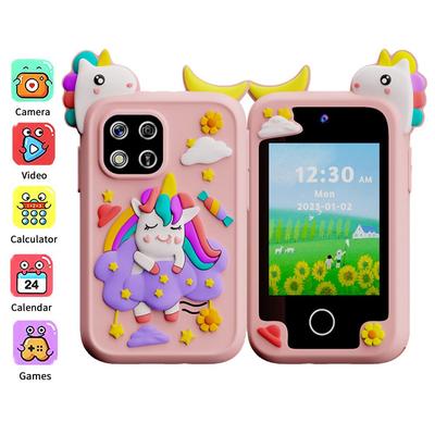 Teléfono musical para niños, unicornio, dinosaurio, cámara selfie, reproductor MP3, juguetes educativos, regalos de cumpleaños y Navidad.