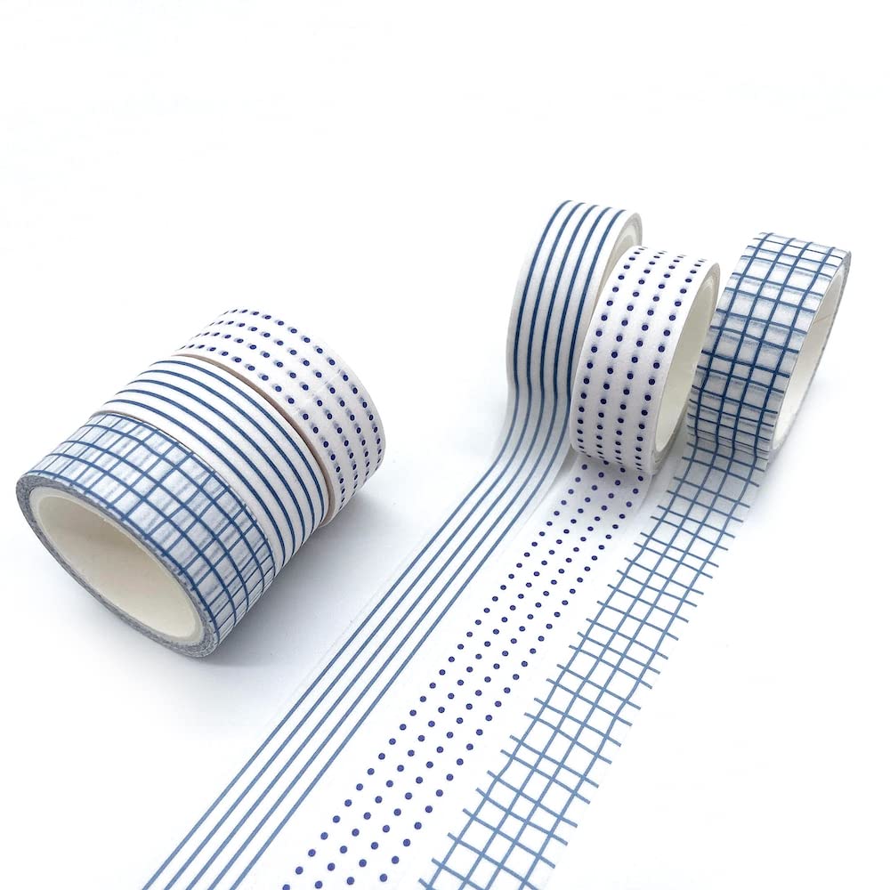 YUBX Masking Dot and Plaid Washi Tape Base Pattern for DIY Gift and Gift Decorations Tape, 12-Piece Set, Patterns, Crafts, Journals, Planners,