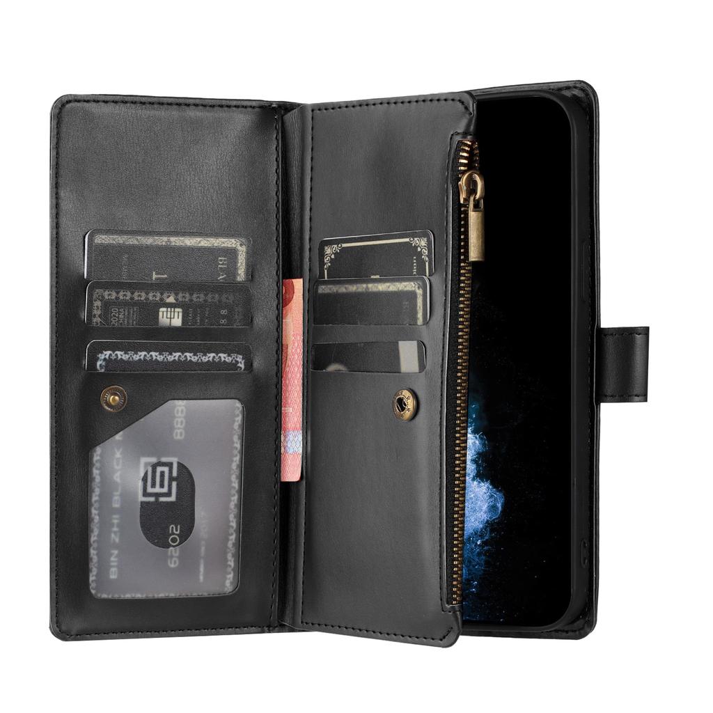 For Xiaomi Poco M8 5G/Redmi Note 15 5G (Global)/15 4G (Global) Leather Case Zipper Wallet Stand Shockproof Phone Cover with Wrist Strap