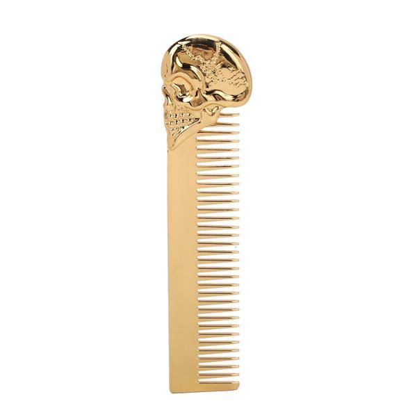 Pocket Beard Comb,Hairdressing Comb,Skull Pattern Hair Styling Mustache Shaping Oil Hair Comb