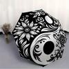 1pc Floral Yin Yang Symbol Folding Umbrella With Excellent UV Protection, 8 Ribs Casual Durable Lightweight Portable Travelling Umbrella For
