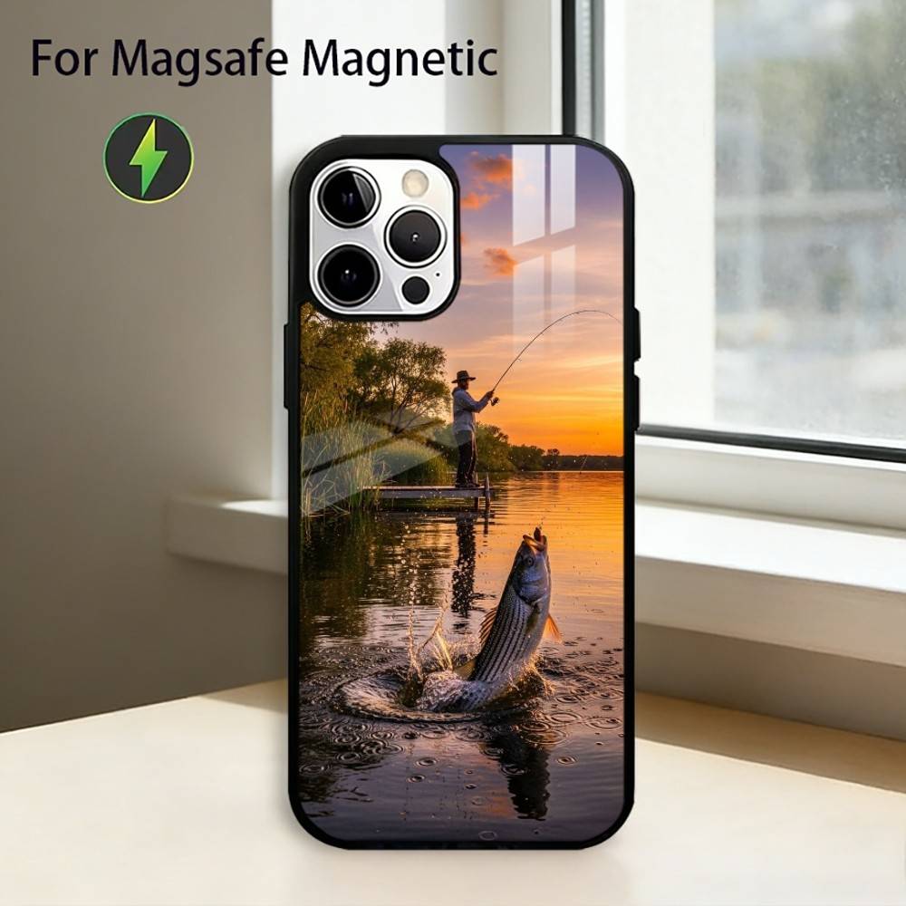 Carp Fish Fishing R-Rod Phone Case For iPhone17,16,15,14,13,12,11 Plus,Pro Magnetic For Magsafe Wireless Charging