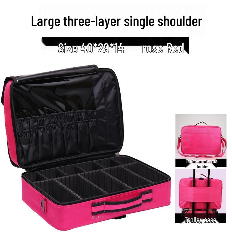 Multifunctional Portable Makeup Bag with Large Capacity and Shoulder Strap