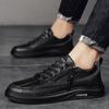 2024 Leather Casual Men Shoes Zipper Platform Fashion Designer Luxury Four Seasons Retro Low Top Outdoor Walking Male Sneakers
