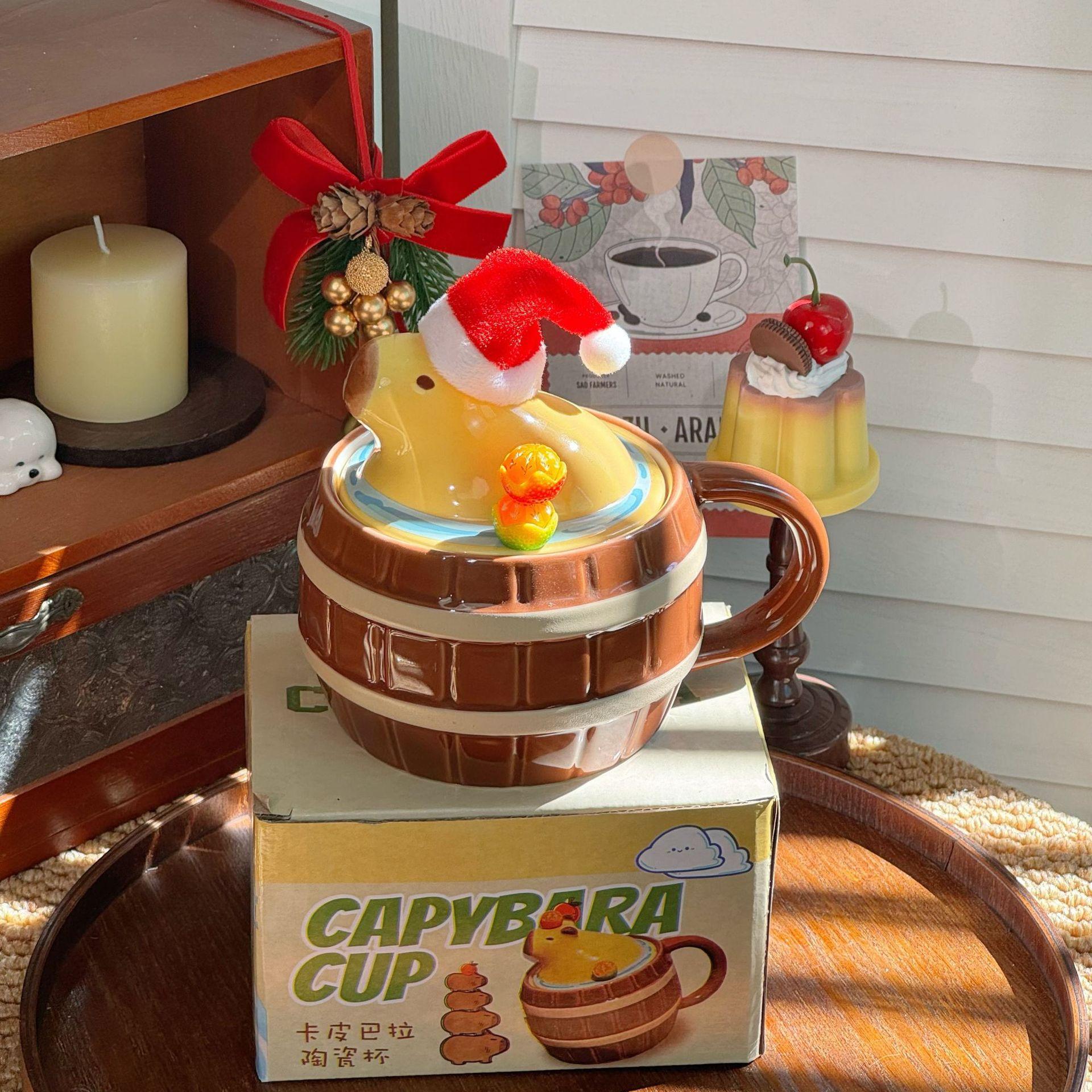 Креативная рождественская капибара Капибара Кружка Подарочная Кружка для Друзей Керамическая Кружка для Воды Милый Девочкино Сердце Студент 401-500ml