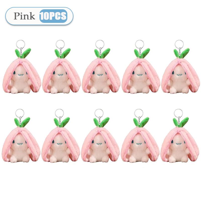 1-20PCS Funny Joy Kawaii Fruit Bunny Plush Toy Cute Carrot Strawberry Turn Funny Joy Rabbit Plush Toy Kids Birthday Easter Gifts