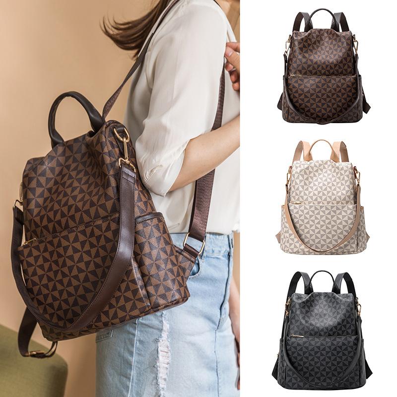 Fashionable Geometric Anti-theft Backpack, Single-shoulder Bag, Women's Casual Bag, Versatile Shopping Bag, Travel Backpack
