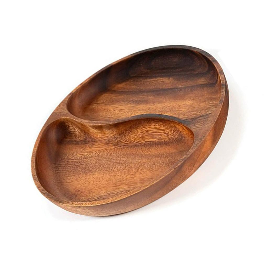Wood Divided Servings Tray Dinner Platters Round Candy Tray Fruit Plate for Party Dishes Snacks Dried Fruit Easy To Use