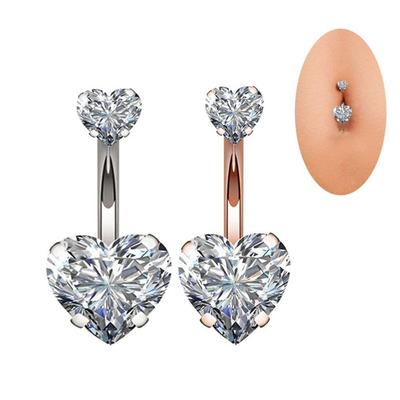 Persönlichkeit Edelstahl Herz Bauchnabelpiercing Zirkon Anhänger Körperschmuck Sexy Stil Kristall Bauchnabelpiercing Sommer
