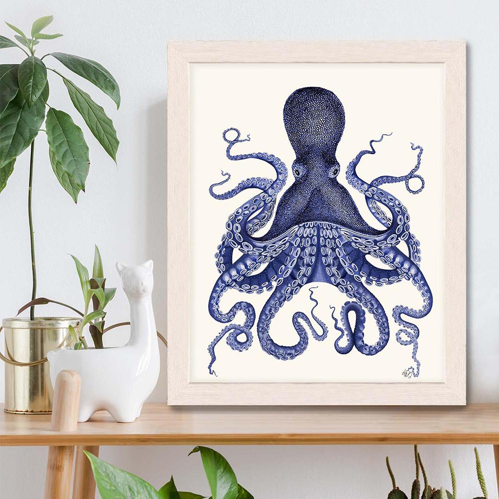 Pulpo Azul Impresión Vintage Póster Impresiones Náutico Decoración de Pared  para el Hogar Arte para el Baño Pintura en Lienzo Decoración para el Hogar  comprar a buen precio — entrega gratuita, reseñas, image size:1000x1000