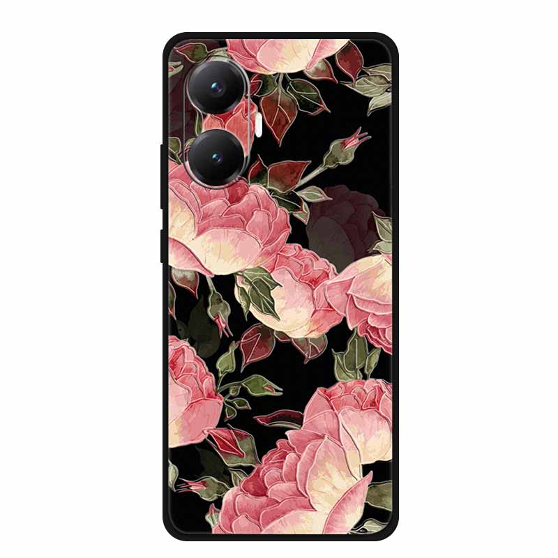 3D Cover For Redmi Turbo 4 Pro 5G Black Bumper Shell Flower Emboss Case Xiaomi POCO F7 Cartoon Flowers Anime Funda Phone Covers
