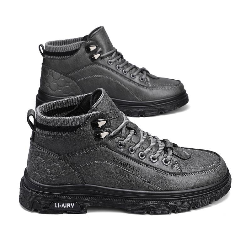 Men s High-Top Leather Retro Martin Boots - New Autumn 2023 Sports Casual Outdoor Motorcycle Work Shoes 42