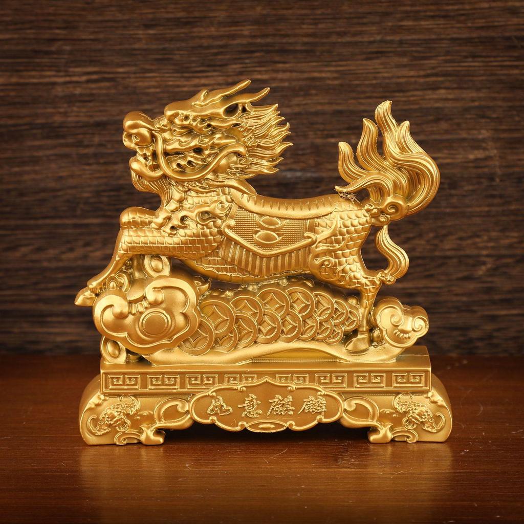 Sand Gold Office Desk Ornament: Creative Wealthy Mian Fu Alloy Decor