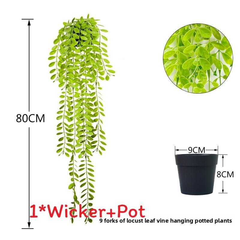 Faux Hanging Vine Plant With Green Leaves For Balcony And Party Decoration