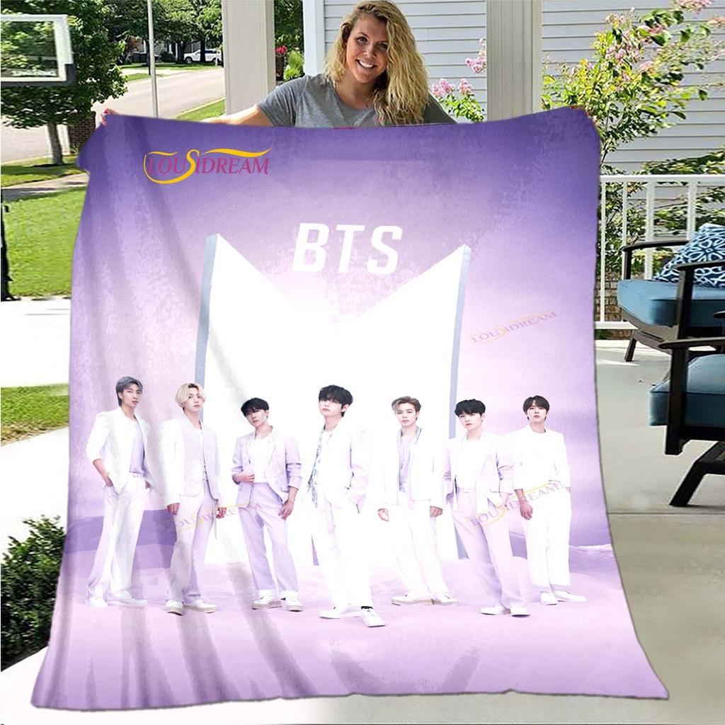 BTS 3D Kpop Bangtan Boys Couverture de lit Bureau Maison Randonnée Pique-nique Couette Épaisse Couvre-lit Tendance Couverture en Flanelle